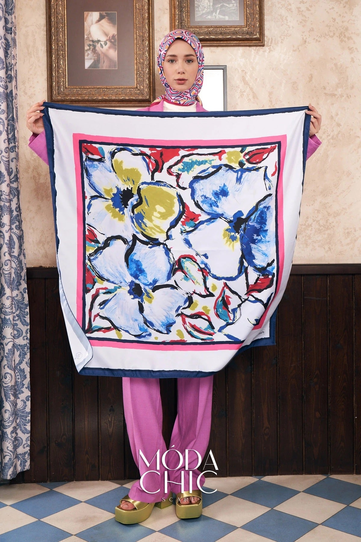 Foulard Pano Sergé - Bleu Marine