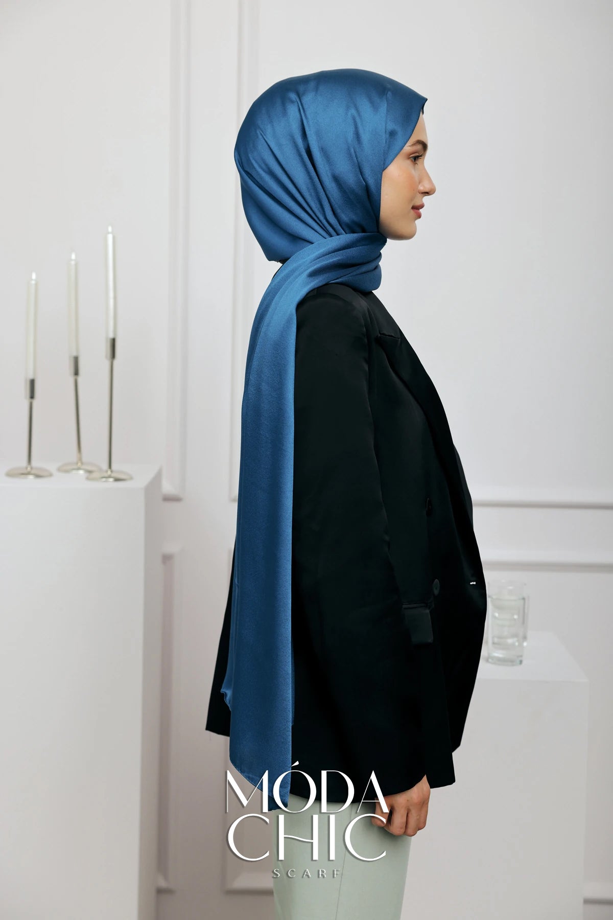 Satin Dévore - Bleu Saks