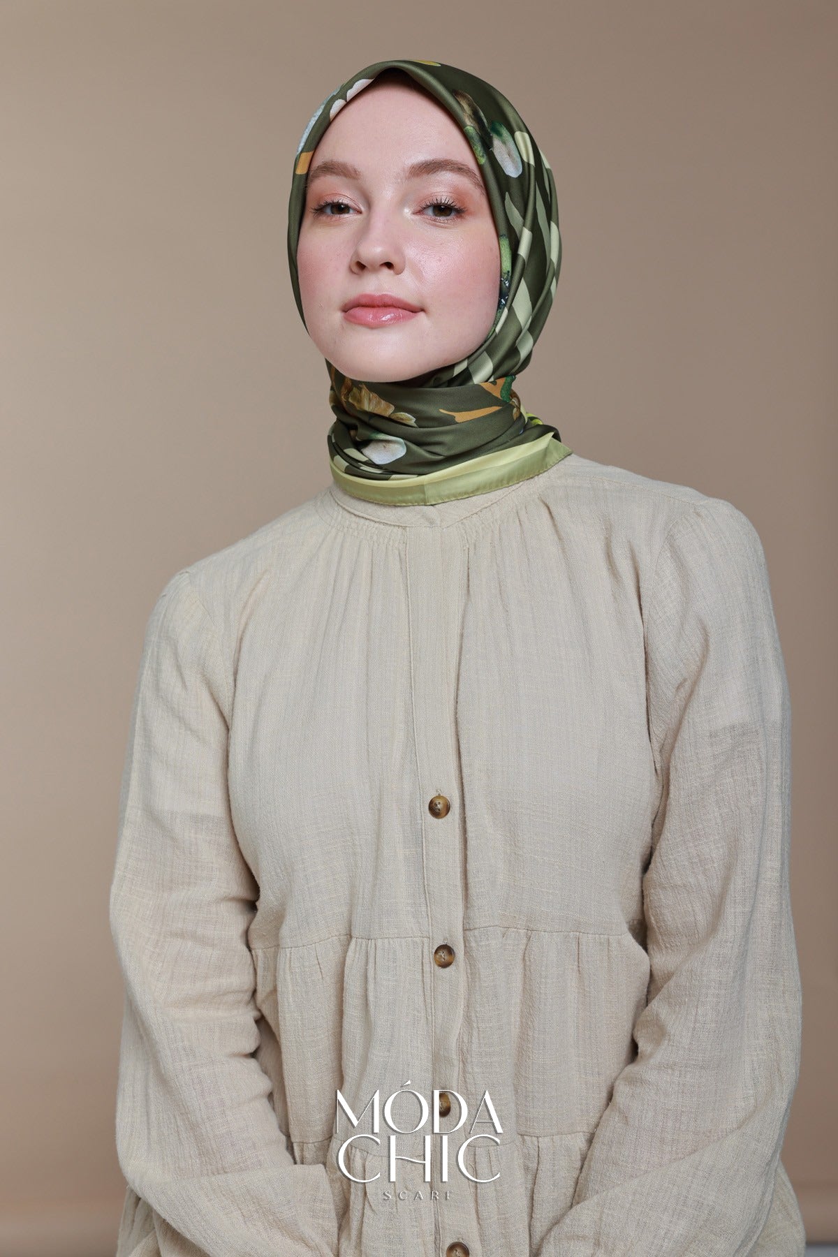 Foulard en sergé Linéaire - Kaki