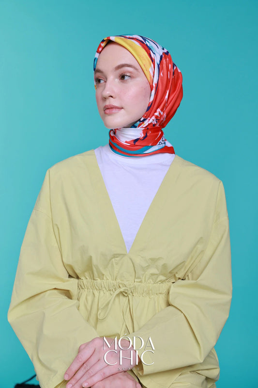 Foulard en sergé Mini coeur - Huile