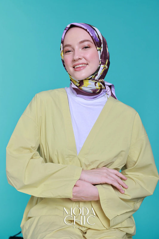 Foulard en sergé Mini coeur - Lilas