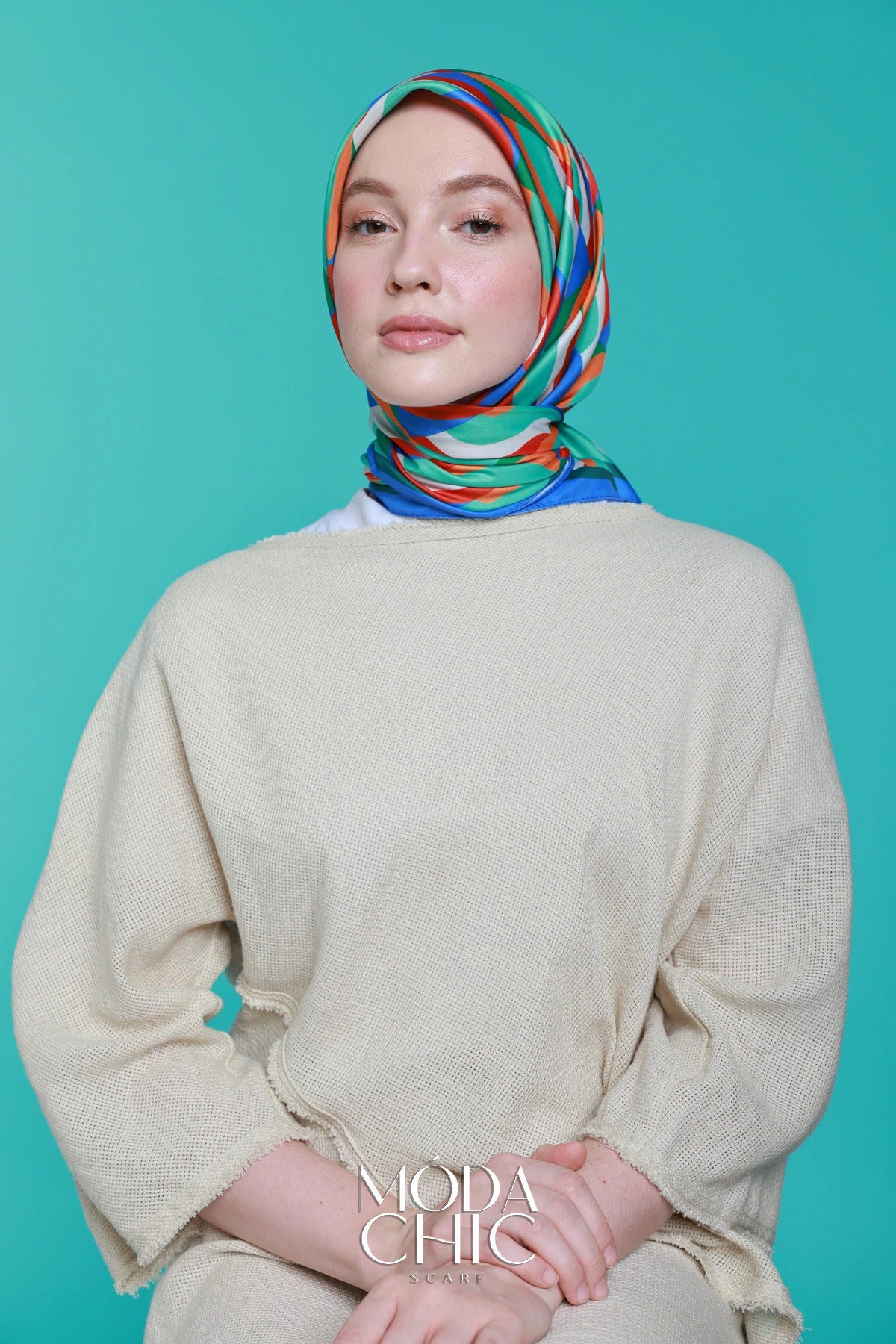 Foulard en sergé Macro-Onde - Bleu