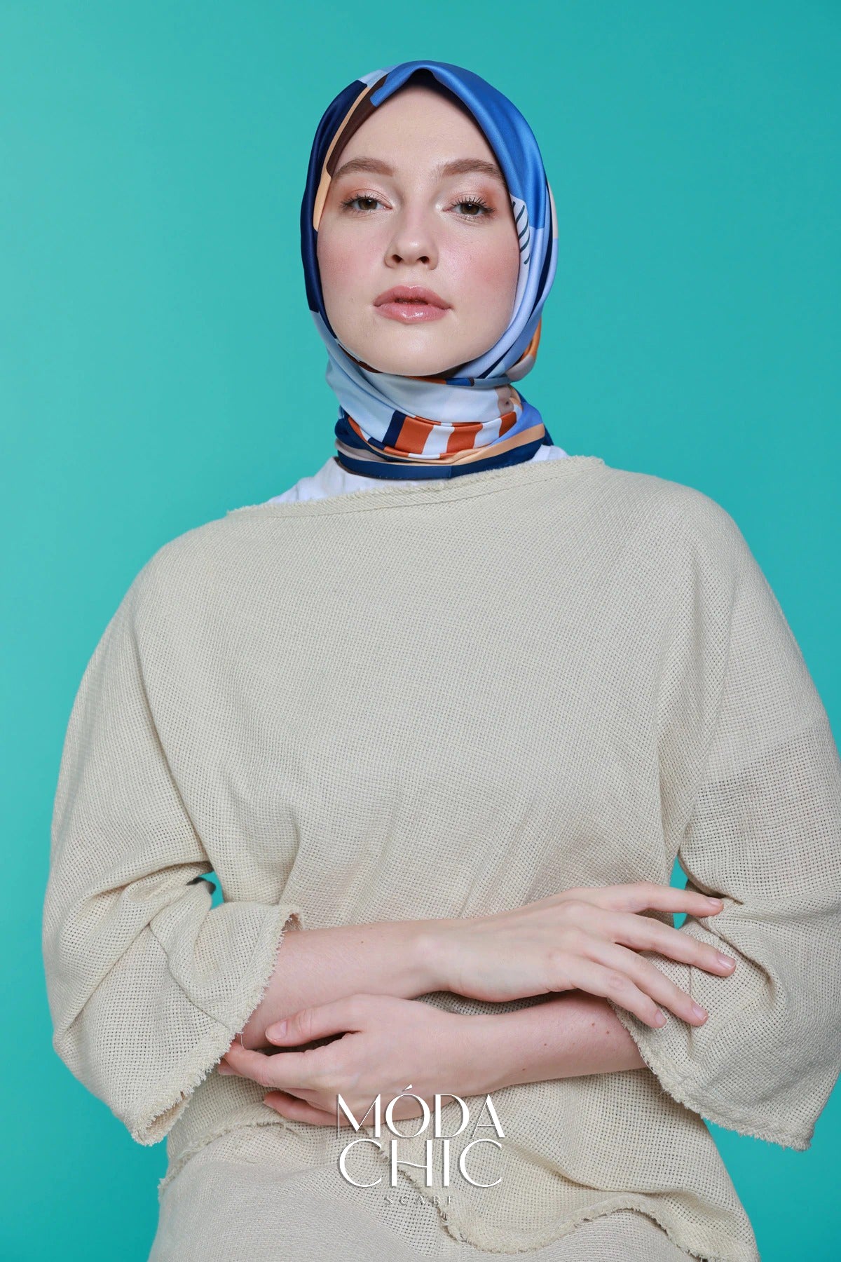 Foulard en sergé Lyla - Bleu Marine