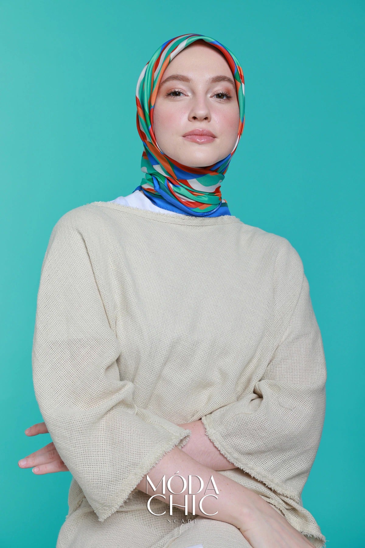 Foulard en sergé Macro-Onde - Bleu