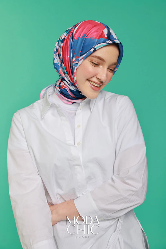 Foulard en sergé Mini coeur - Rose Poudré