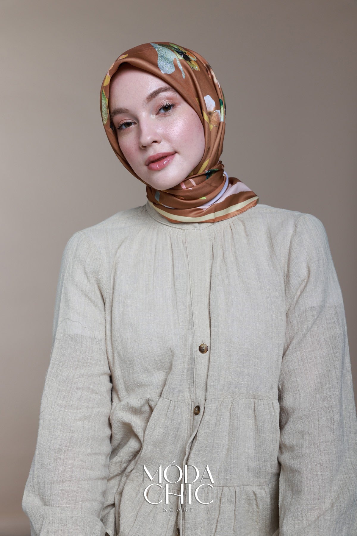 Foulard en sergé Linéaire - Caramel