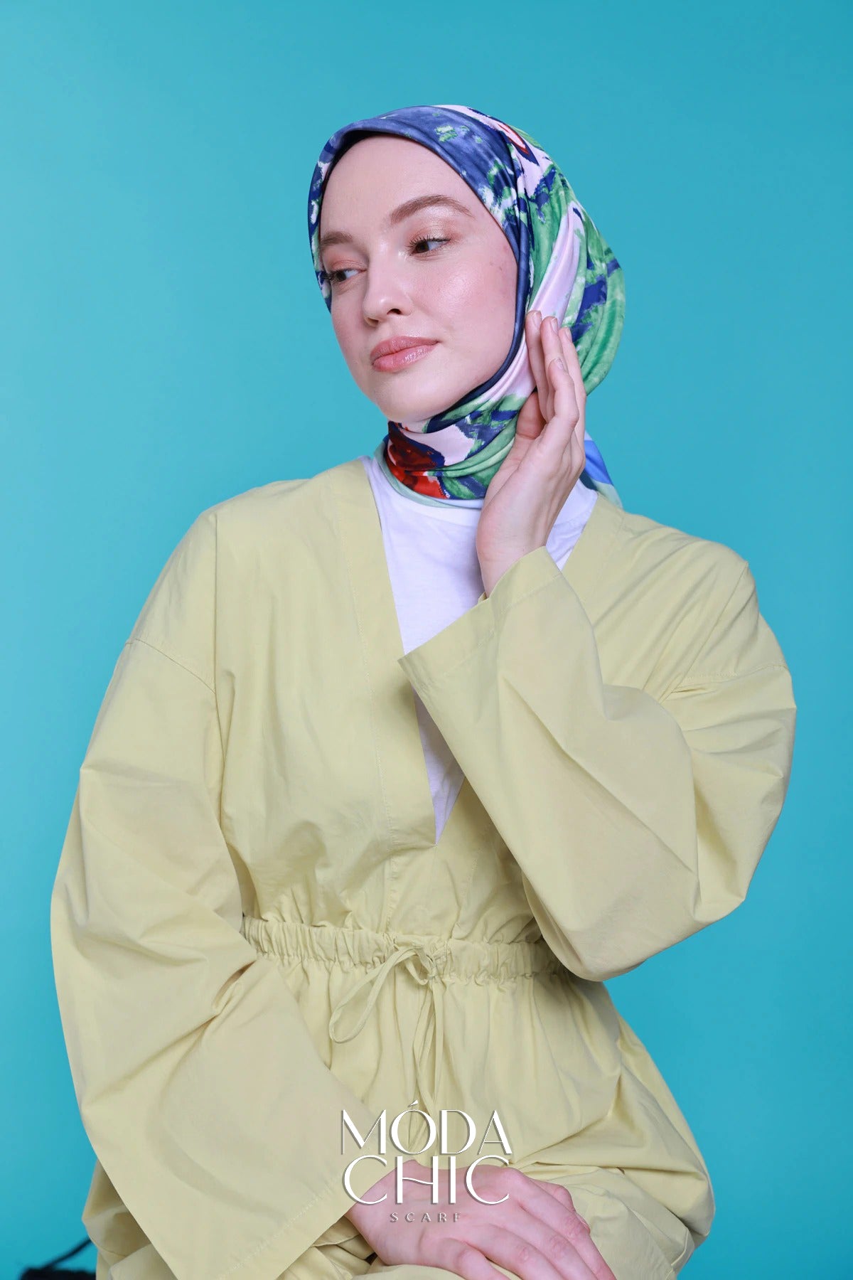 Foulard en sergé Mini coeur - Menthe