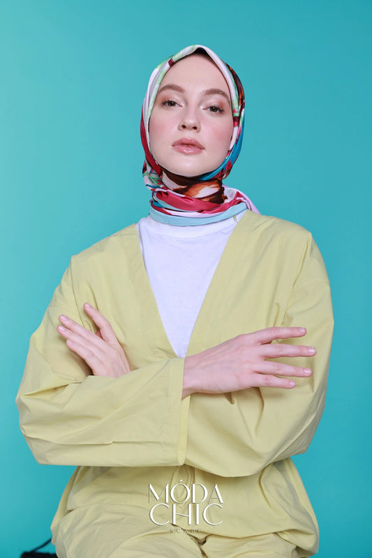 Foulard en sergé Mini coeur - Vert Aqua