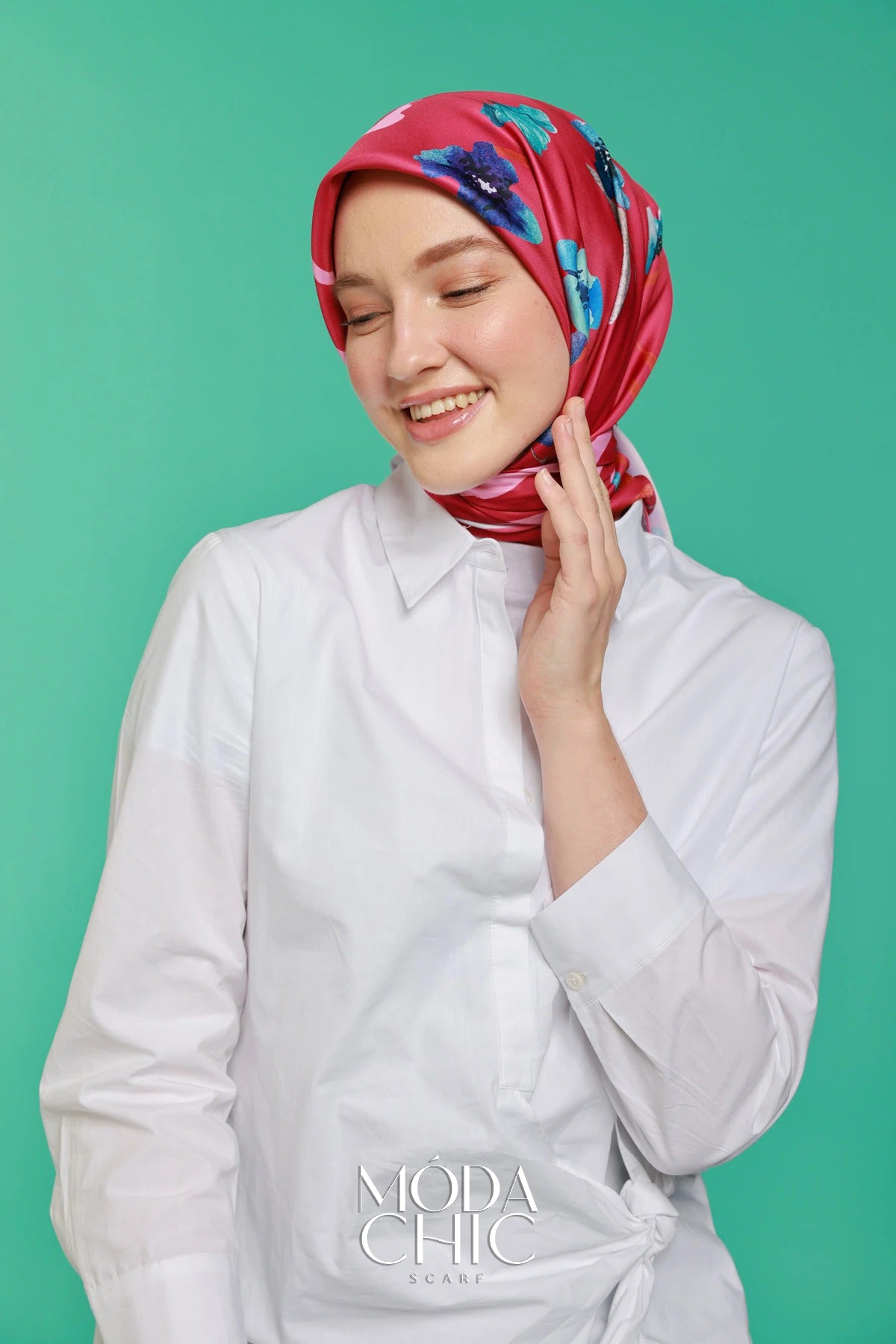 Foulard en sergé Linéaire - Fuchsia