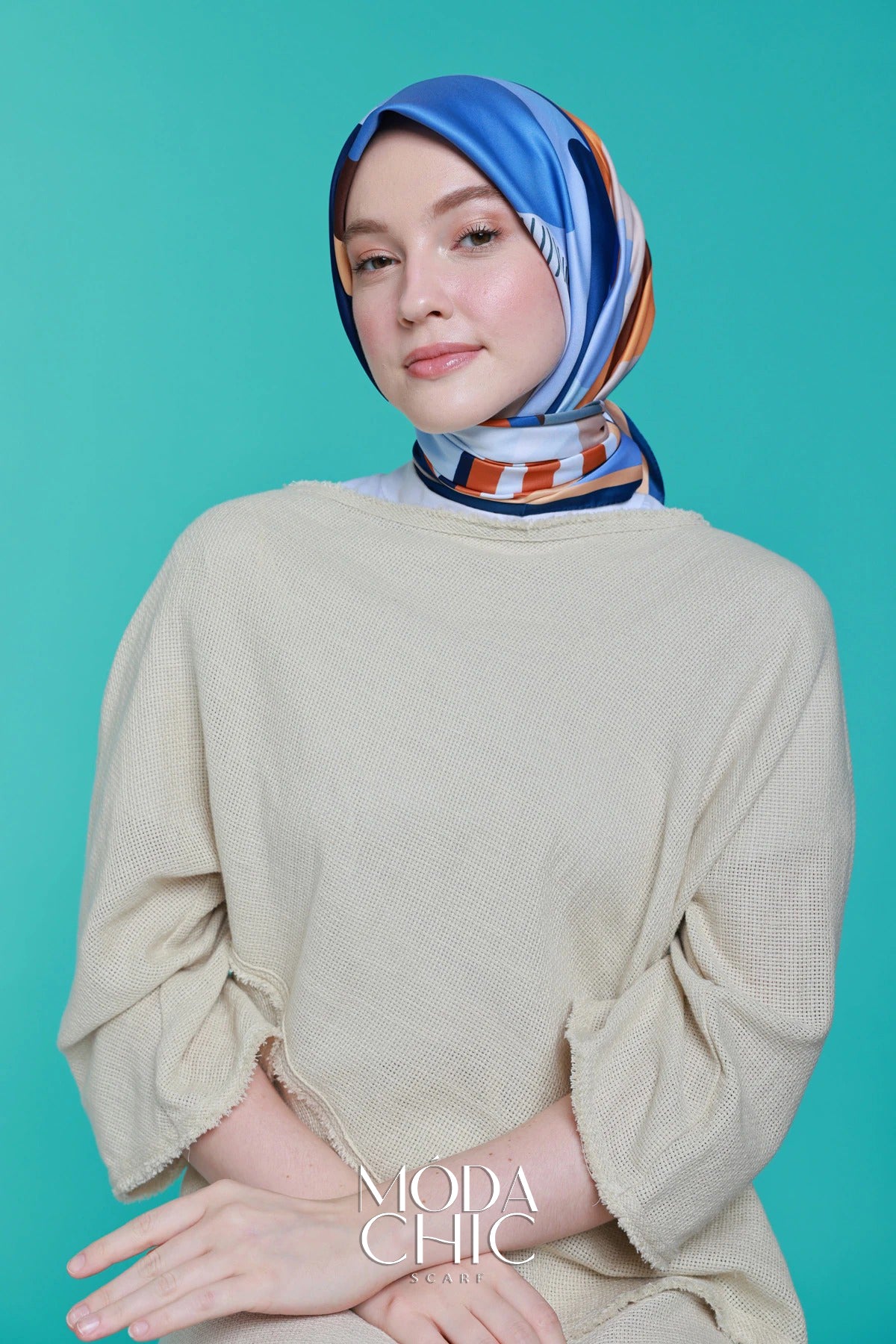 Foulard en sergé Lyla - Bleu Marine