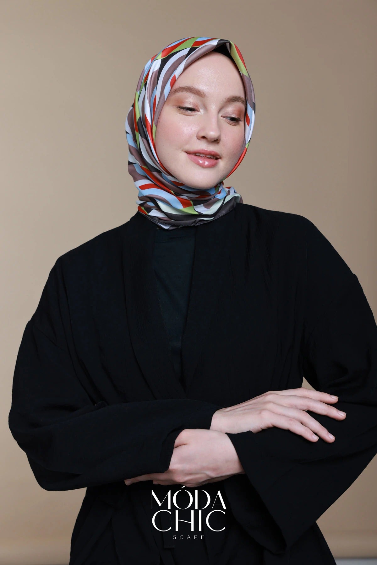 Foulard en sergé Macro-Onde - Brun Amer