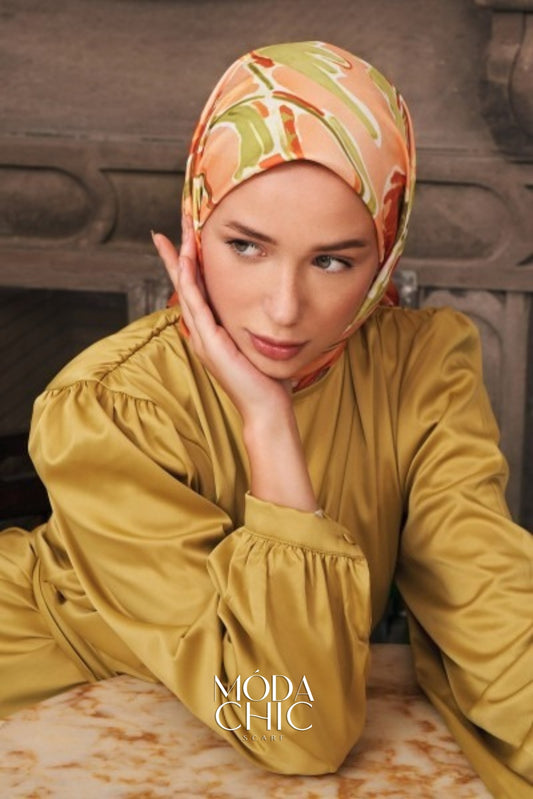 Foulard en sergé aquarelle - Orange