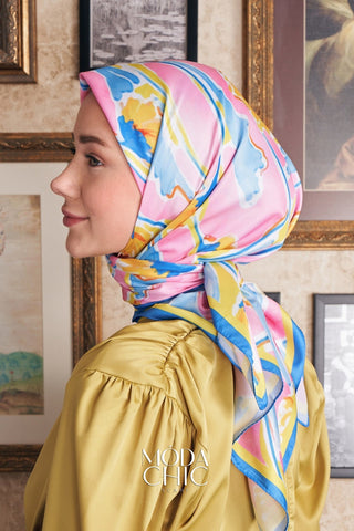 Foulard en sergé aquarelle - Bleu
