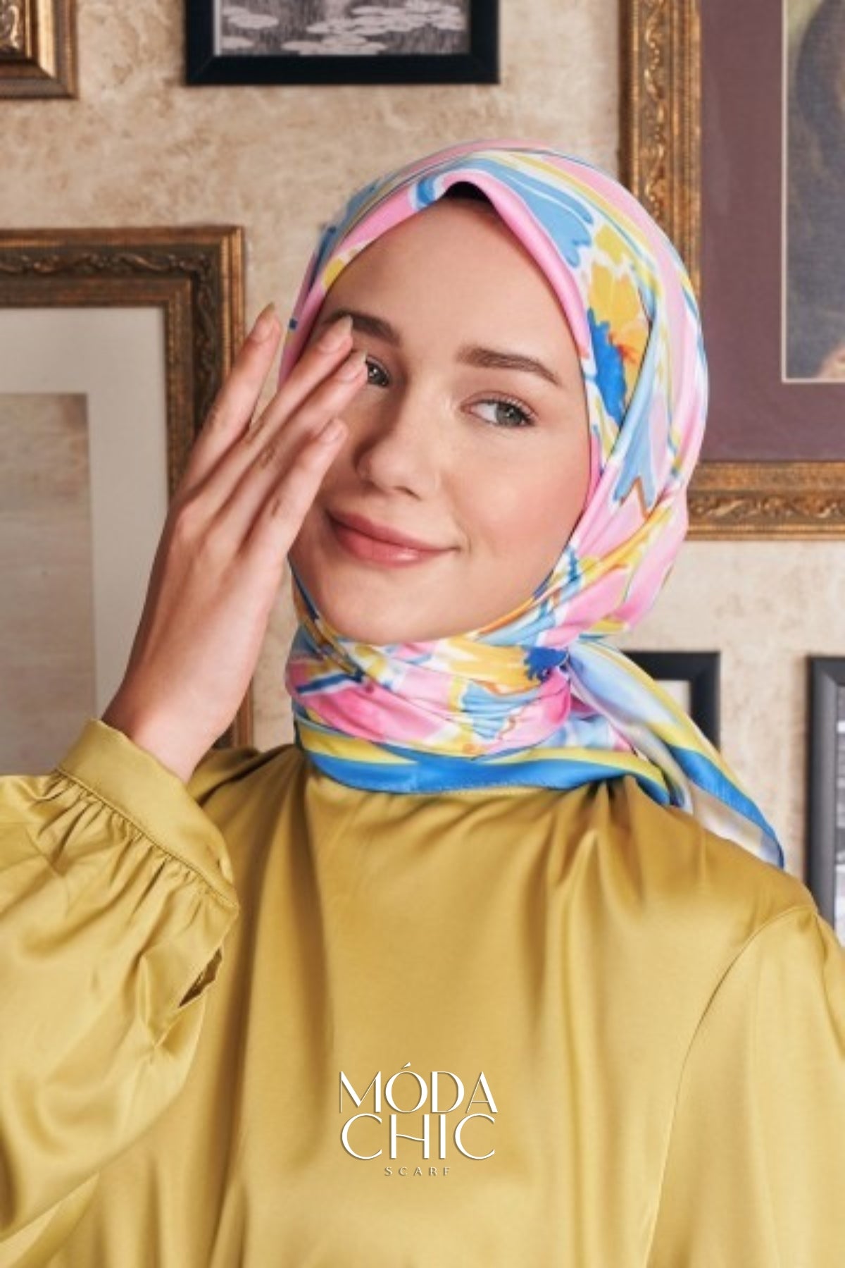 Foulard en sergé aquarelle - Bleu