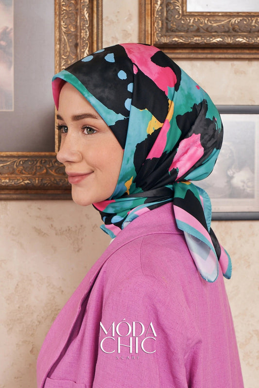 Foulard en sergé léopard - Menthe