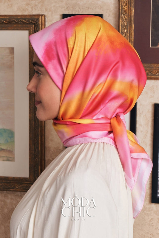 Foulard en sergé Batik - Rose Poudré