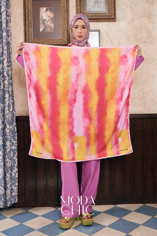 Foulard en sergé Batik - Rose Poudré