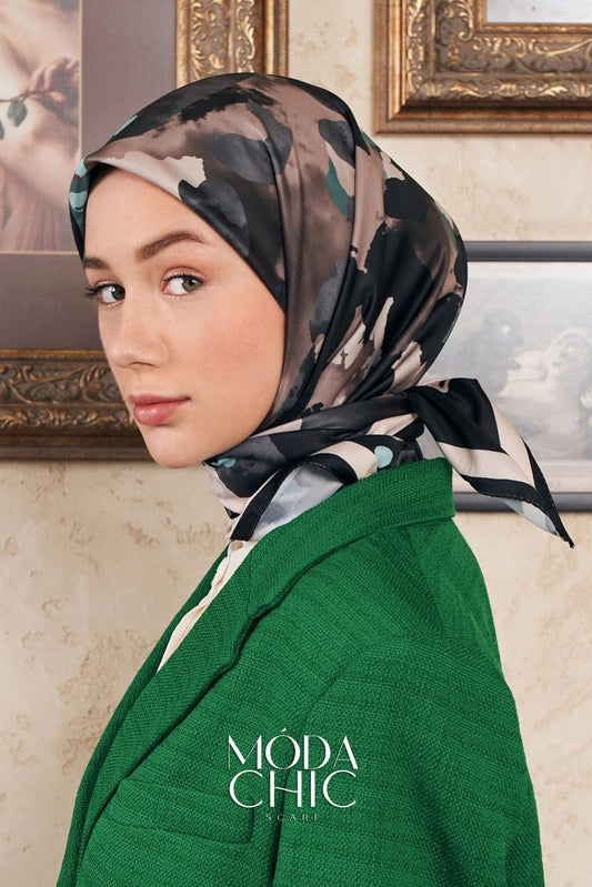 Foulard en sergé léopard - Noir