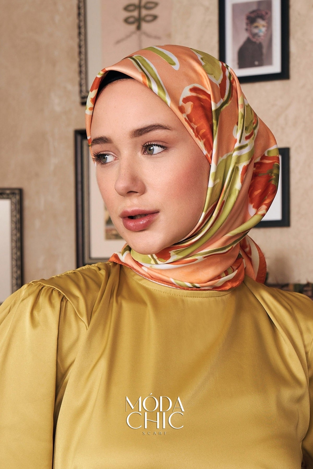 Foulard en sergé aquarelle - Orange