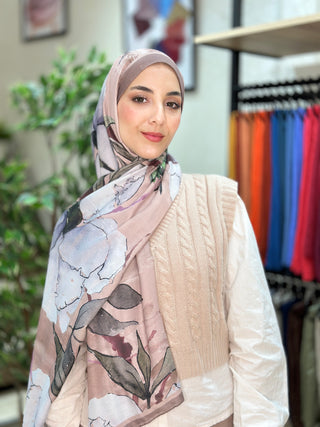 Châle Floral Abstrait - Poussiéreux Gris