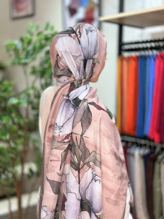 Châle Floral Abstrait - Poussiéreux Gris