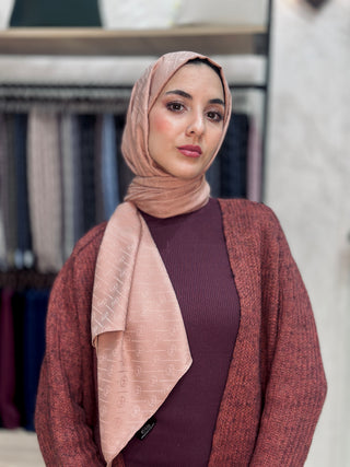 Châle Jacquard Motif Ligne MK - Marsala
