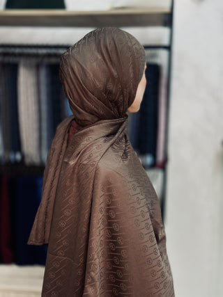 Châle Jacquard Motif Ligne MK - Brun Amer