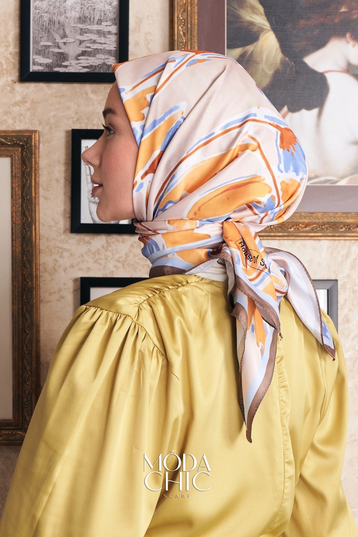 Foulard en sergé aquarelle - Marron