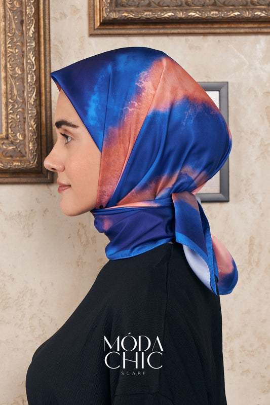 Foulard en sergé Batik - Bleu