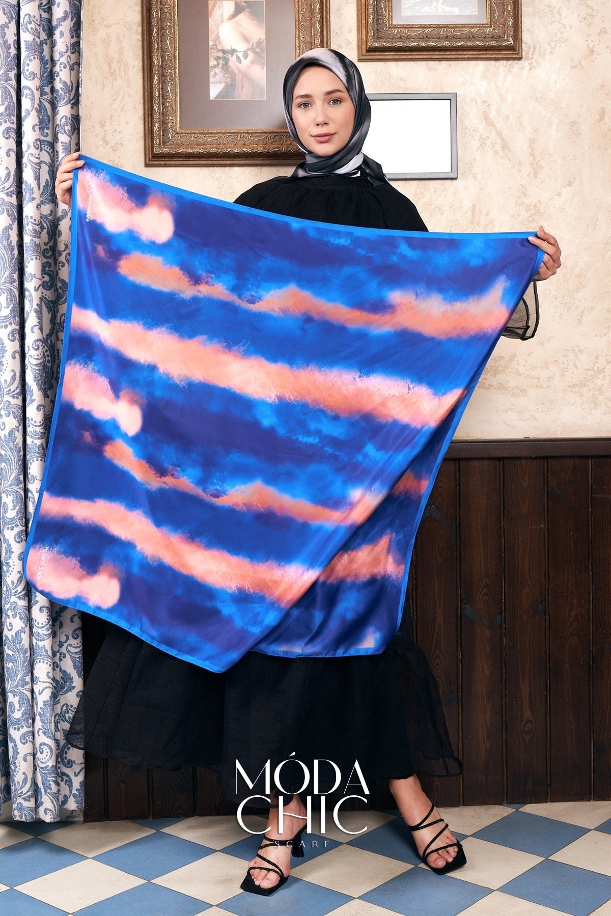 Foulard en sergé Batik - Bleu