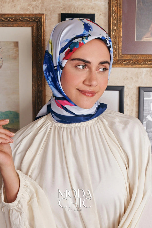 Foulard Pano Sergé - Bleu Marine