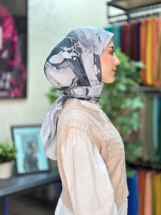 Foulard Motif Marbre Abstrait - Gris