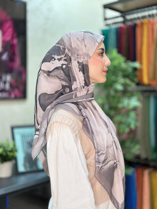 Foulard Motif Marbre Abstrait - Poussiéreux