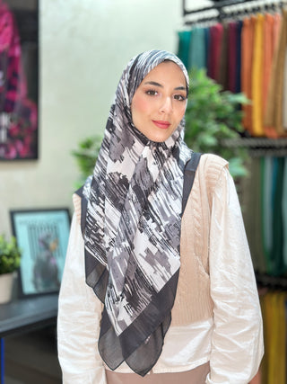 Foulard Motif Brush - Noir