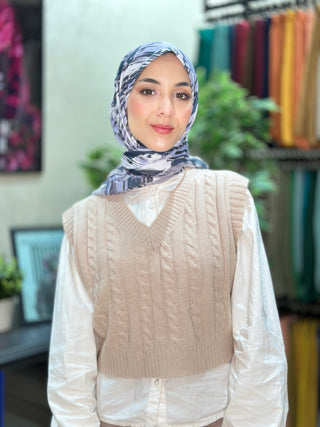 Foulard Motif Brush - Gris Mauve