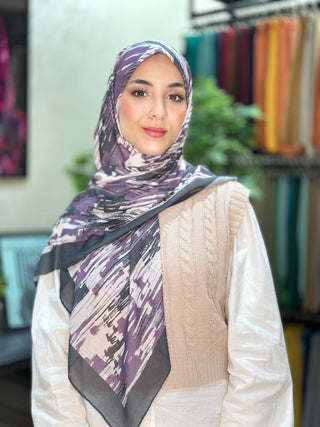 Foulard Motif Brush - Violet Noir