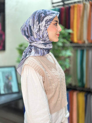 Foulard Motif Brush - Gris Mauve