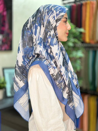 Foulard Motif Brush - Bleu Marine