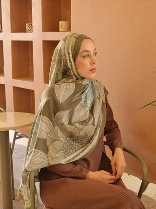 Châle motif Séraflore - Kaki