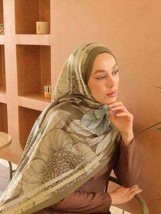 Châle motif Séraflore - Kaki