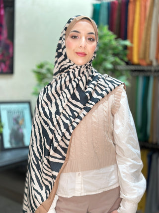 Châle Motif Zèbre - Noir Marron 2