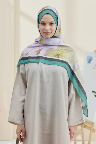 Châle Motif Coquelicot - Vert