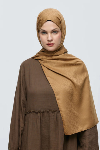 Châle Jacquard Motif Ligne MK - Caramel