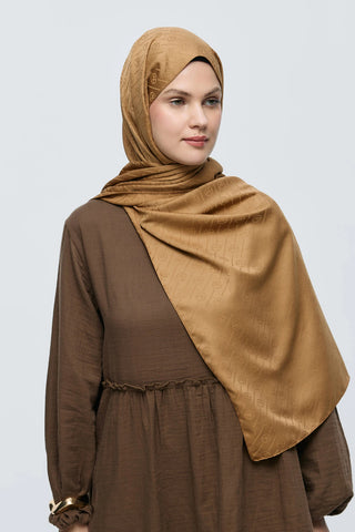 Châle Jacquard Motif Ligne MK - Caramel