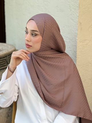 Châle Jacquard Motif Brique - Brun Poussiéreux