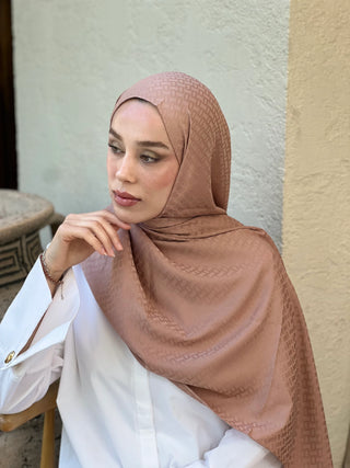 Châle Jacquard Motif Brique - Vison Foncé