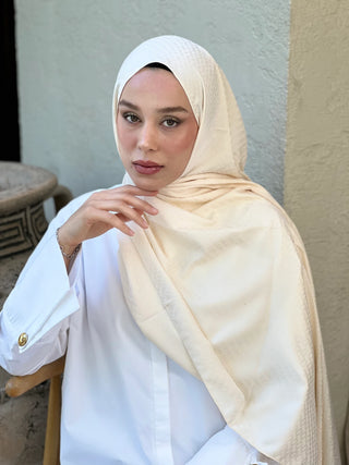 Châle Jacquard Motif Brique - Beige