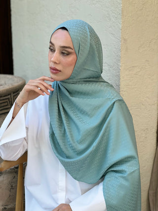 Châle Jacquard Motif Brique - Vert Menthe