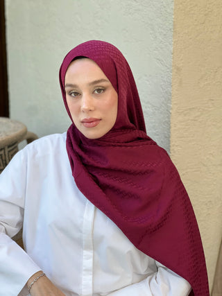 Châle Jacquard Motif Brique - Bordeaux