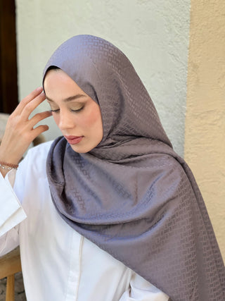 Châle Jacquard Motif Brique - Gris Foncé